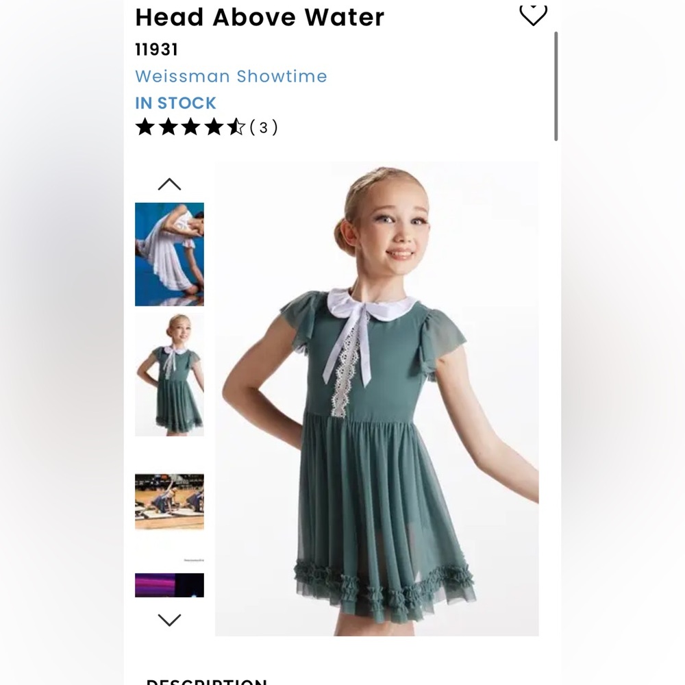 Weissman Head Above Water contemporary/lyrical Costume 2x MC